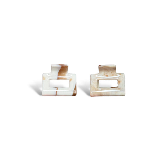 Honeylux - Mini pinces carrées en acétate écologique - Ensemble marbré