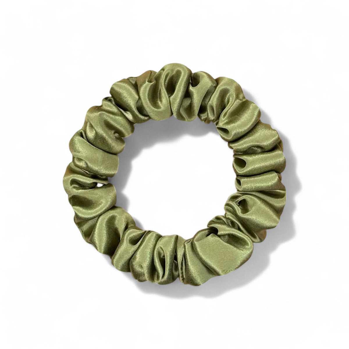 Honeylux - Mini chouchou en soie classique " olive "