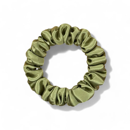 Honeylux - Mini chouchou en soie classique " olive "