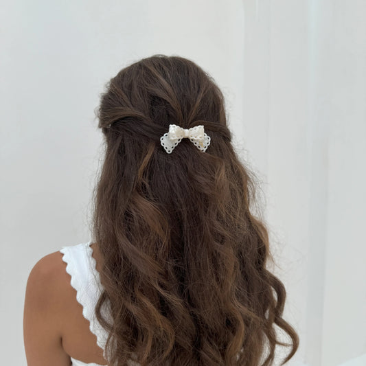 Honeylux - Barrette noeud papillon en acétate " perle "
