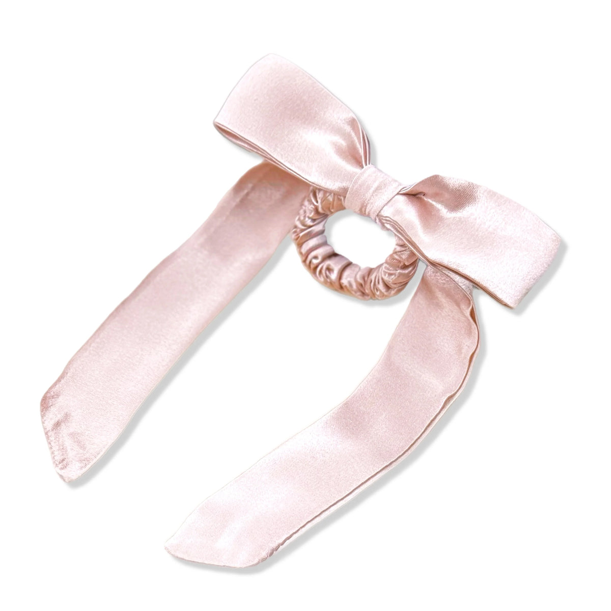 Honeylux - Chouchou fin en soie de mûrier avec noeud " rose "