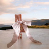 Honeylux - Chouchou fin en soie de mûrier avec noeud " rose "